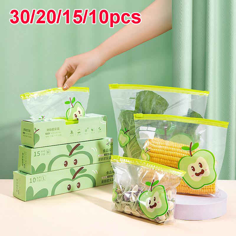 Food Storage Zip Lock Bags - Saco Reutilizável com Zíper, Transparente, Grau