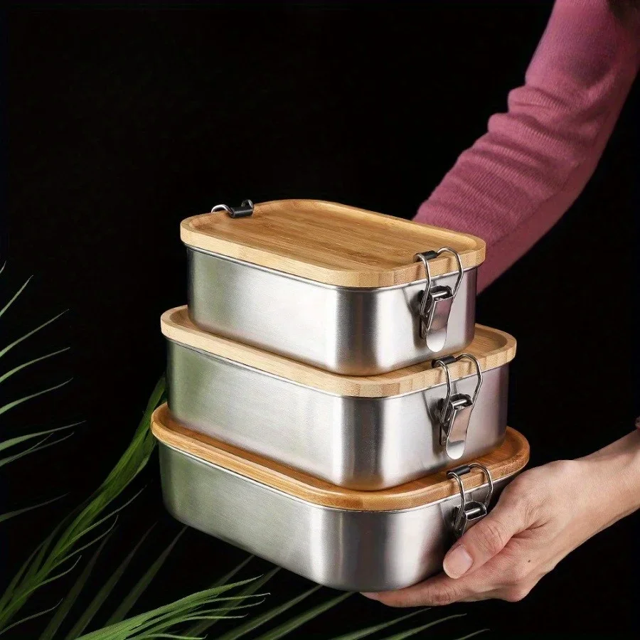 Food Storage Containers With Lids - Nova Lancheira de Aço Inoxidável 304