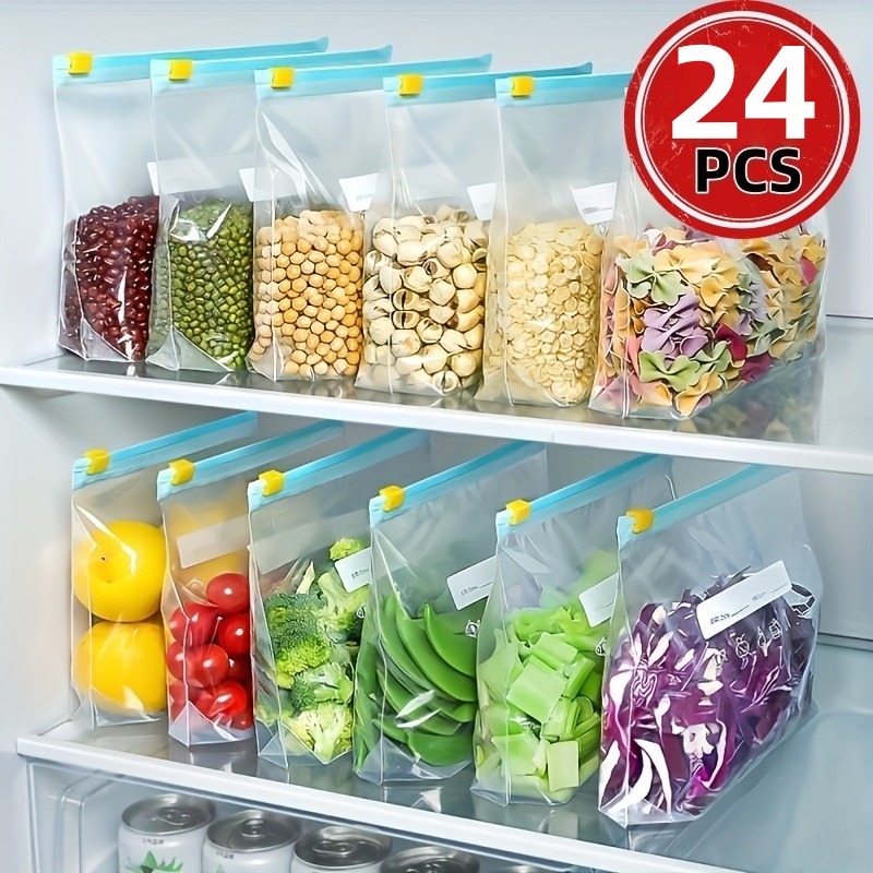 Food Storage Zip Lock Bags - 24 Sacos Reutilizáveis com Zíper para