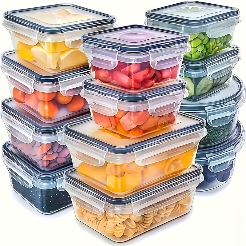 Food Storage Containers With Lids - Conjunto de 4 Recipientes Transparentes para