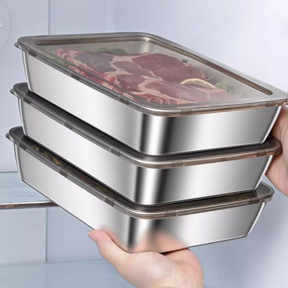 Food Storage Containers With Lids - Bandeja de Servir em Aço Inoxidável