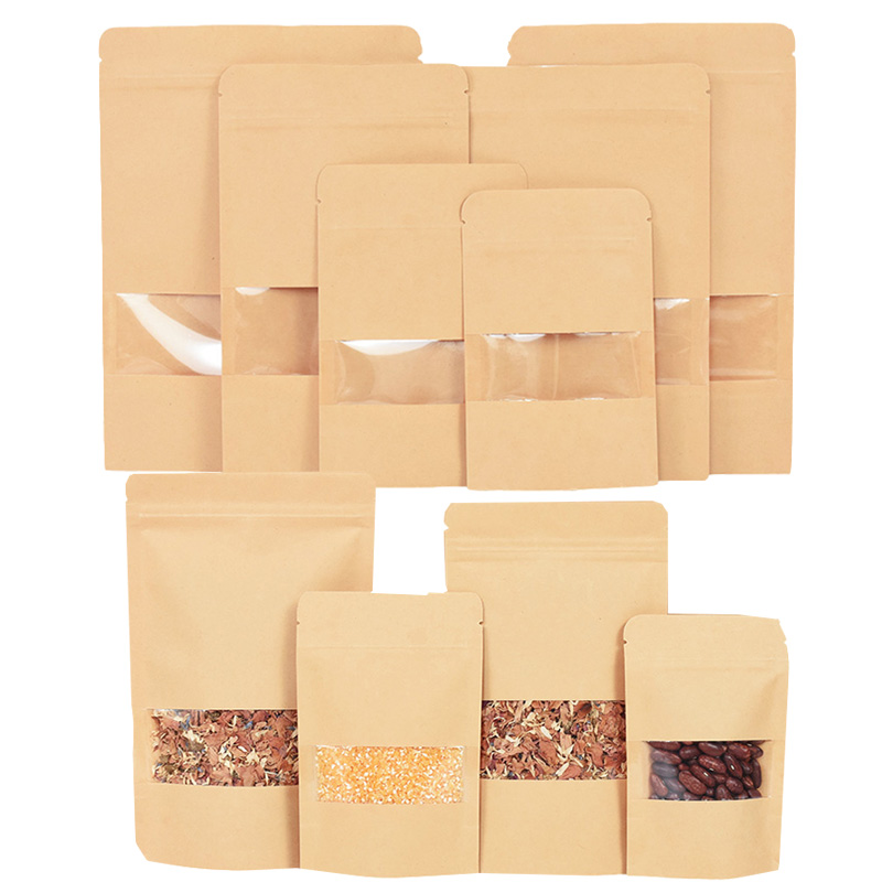 Food Storage Zip Lock Bags - 20/50 pçs sacos de papel kraft