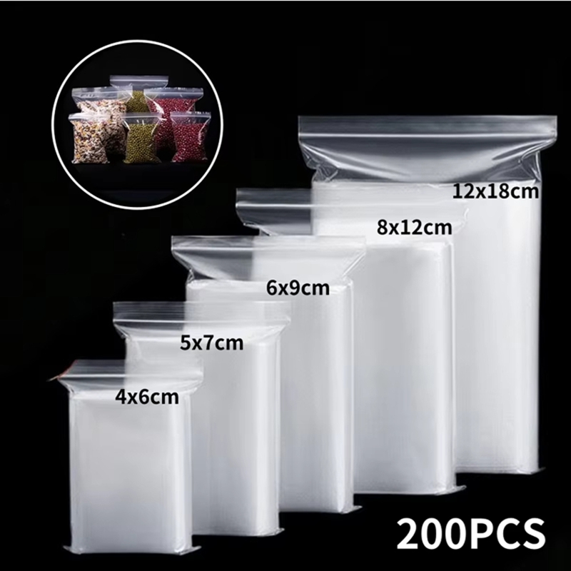 Food Storage Zip Lock Bags - 100 Sacos Transparentes com Zíper para