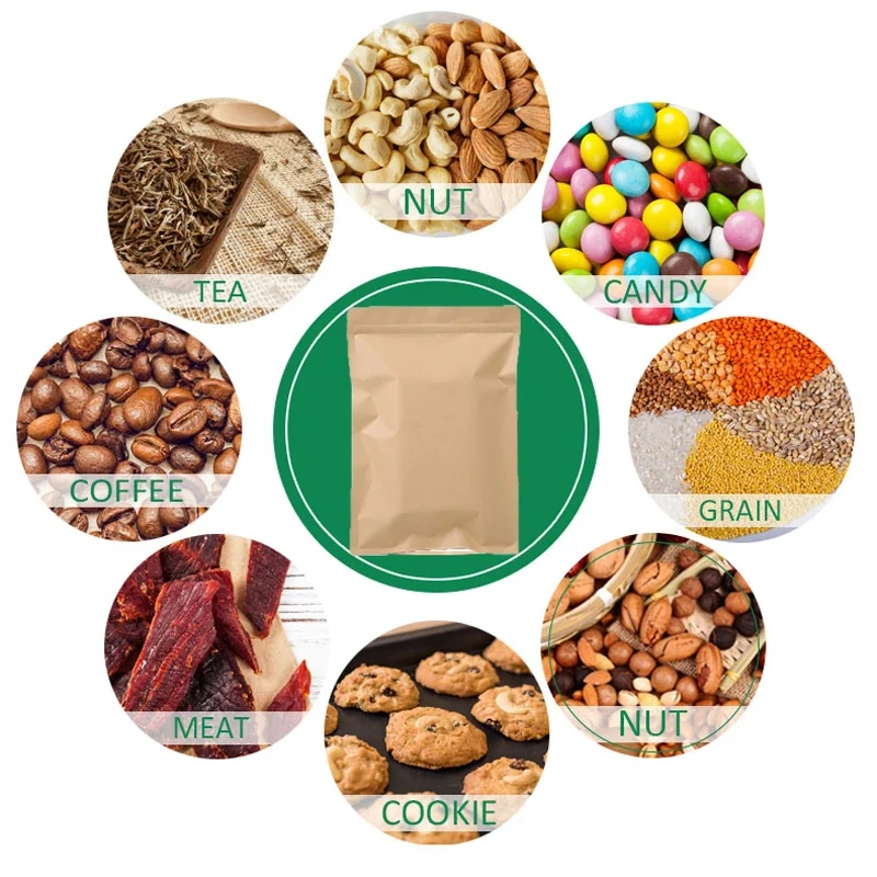 100PCS Bolsa de Papel Kraft Ma - Food Storage Bags Reusable avaliação e preço